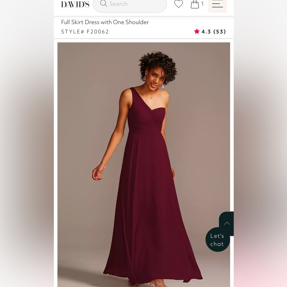 David’s Bridal one shoulder Bridesmaid Dress in Wine - NWT